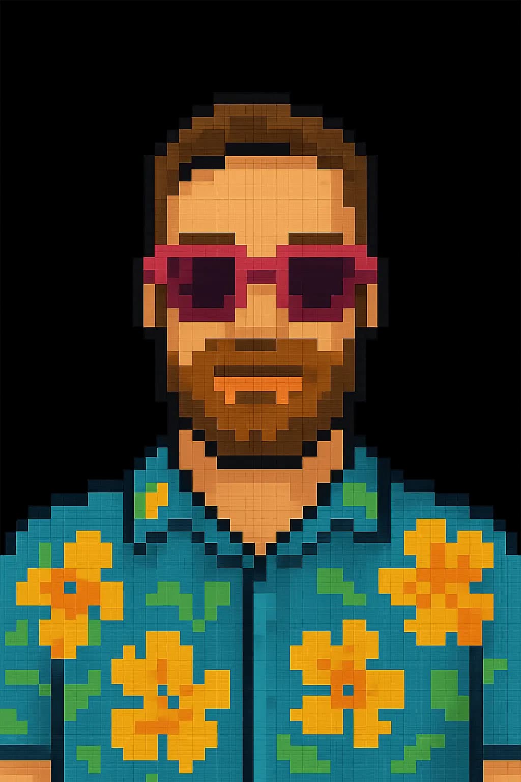 A pixel art avatar of Theodore Belo
